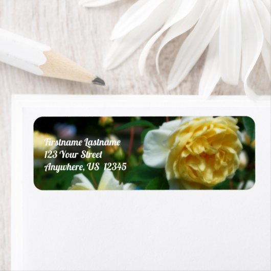 イエローローズイン開花Ortonエフェクトアドレス ラベル (インサイチュ)