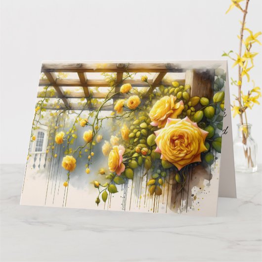イエローローズウォーターカラーガーデン カード (黄色い花)