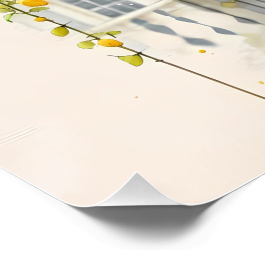 イエローローズウォーターカラーガーデン ポスター (コーナー)