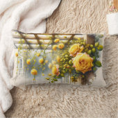 イエローローズウォーターカラーガーデン ランバークッション (ブランケット)