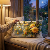 イエローローズウォーターカラーガーデン ランバークッション