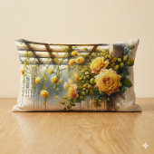 イエローローズウォーターカラーガーデン ランバークッション