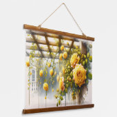 イエローローズウォーターカラーガーデン 吊り下げ型タペストリー (傾斜あり)