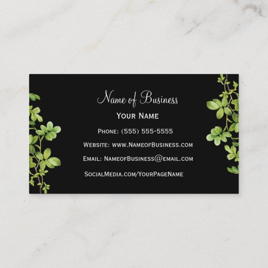 イエローローズエレガントフローラプロフェッショナルブラック 名刺 (裏面)