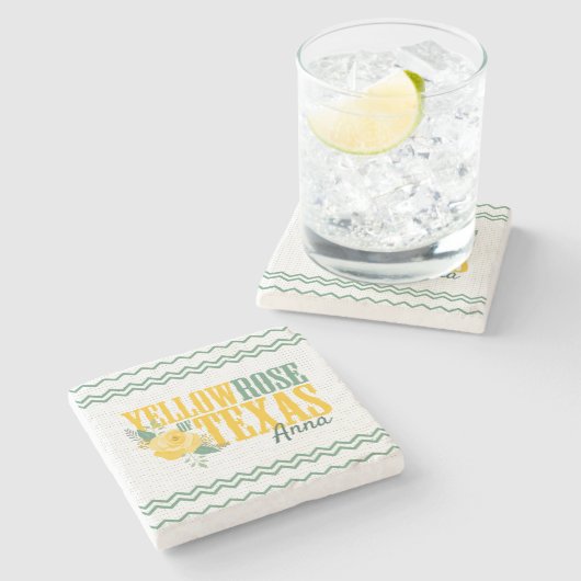 イエローローズオブテキサス州独身のバラ ストーンコースター (横)