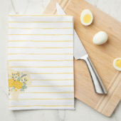 イエローローズオブテキサス州 – ギンガム州とバラ キッチンタオル (四つ折り)