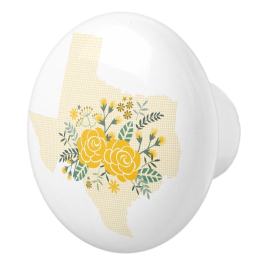 イエローローズオブテキサス州 – ギンガム州とバラ セラミックノブ (右)