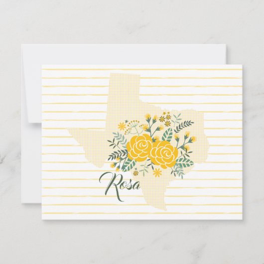 イエローローズオブテキサス州 – ギンガム州とバラ ノートカード (正面)