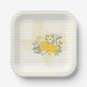 イエローローズオブテキサス州 – ギンガム州とバラ ペーパープレート (正面)