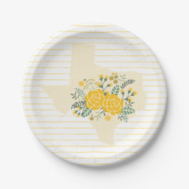 イエローローズオブテキサス州 – ギンガム州とバラ ペーパープレート