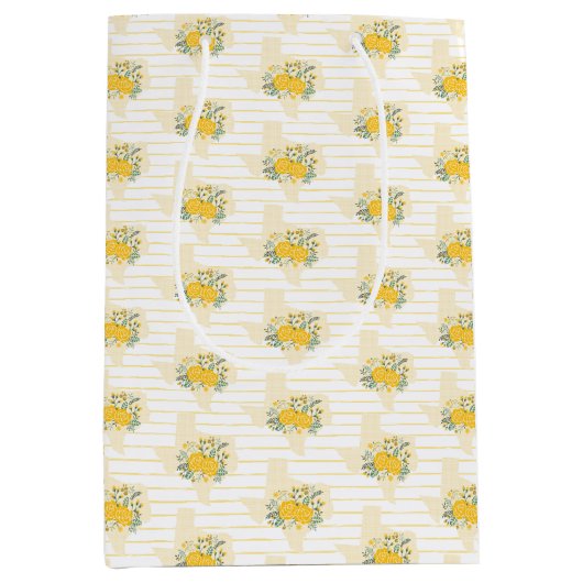 イエローローズオブテキサス州 – ギンガム州パターン ミディアムペーパーバッグ (正面)