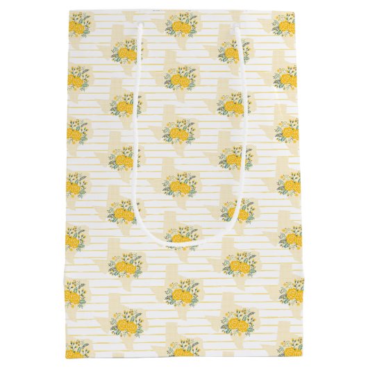 イエローローズオブテキサス州 – ギンガム州パターン ミディアムペーパーバッグ (裏面)