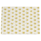 イエローローズオブテキサス州 – ギンガム州パターン ラージペーパーバッグ (正面)