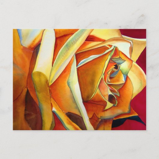 イエローローズオリジナル水彩画花 ポストカード (正面)