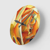 イエローローズオリジナル水彩画花 ラウンド壁時計 (傾斜)