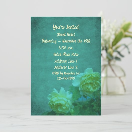 イエローローズオンエイジドターコイズフローラパーティー 招待状 (スタンド正面)