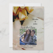 イエローローズオンエレガントアイボリー写真 セーブザデート (正面)