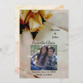 イエローローズオンエレガントアイボリー写真 セーブザデート (正面/裏面)