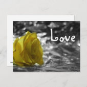 イエローローズオンサイド離れシルバーバックグラウンド愛 ポストカード (正面/裏面)