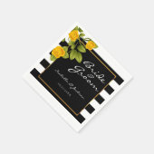 イエローローズオンブラック&ホワイトストライプズ スタンダードカクテルナプキン (角)