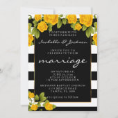 イエローローズオンブラック&ホワイトストライプズ 招待状 (正面)