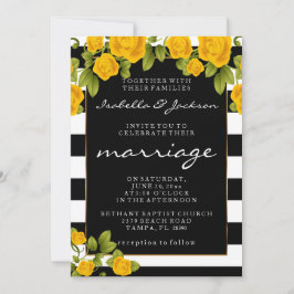 イエローローズオンブラック&ホワイトストライプズ 招待状