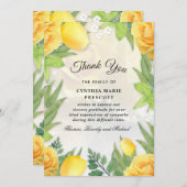イエローローズガーデングリーンフローラ悔やみや弔慰サンキュー 招待状 (正面/裏面)