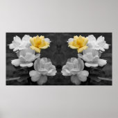 イエローローズクラスタ部分カラー鏡抽象芸術 ポスター (正面)