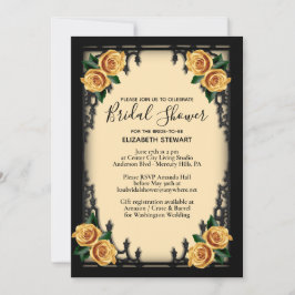 イエローローズゴシックブライダルシャワーイエロー 招待状