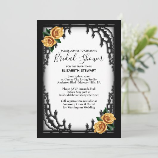 イエローローズゴシックブライダルシャワー 招待状 (スタンド正面)