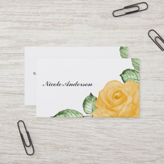 イエローローズシックエレガントフローラカントリー素朴 名刺 (正面/裏面インサイチュ)