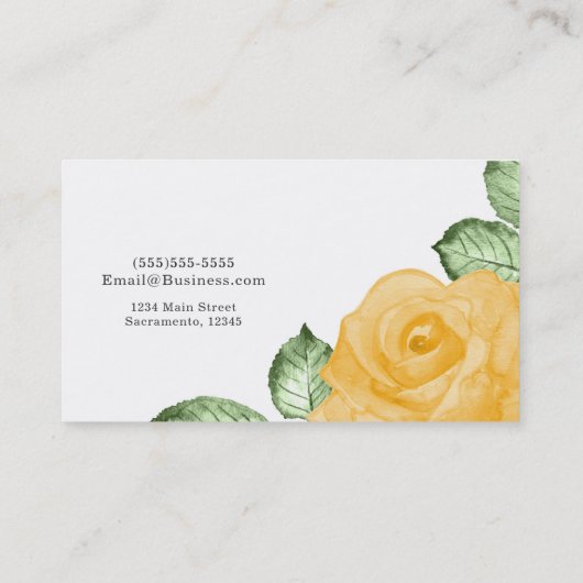 イエローローズシックエレガントフローラカントリー素朴 名刺 (裏面)