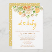 イエローローズシトラスフローラガールベビーシャワーバイメール 招待状 (正面/裏面)