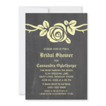 イエローローズシャルボードブライダルシャワー招待状