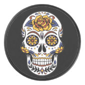 イエローローズシュガースカルオンブラック アイスホッケーパック (正面)