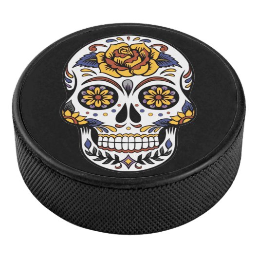 イエローローズシュガースカルオンブラック アイスホッケーパック (3/4)