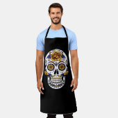 イエローローズシュガースカルオンブラック エプロン (着用した状態)
