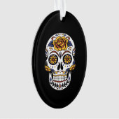 イエローローズシュガースカルオンブラック オーナメント (正面)