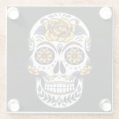 イエローローズシュガースカルオンブラック ガラスコースター (裏面)