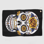 イエローローズシュガースカルオンブラック ゴルフタオル (横)