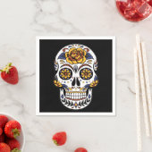 イエローローズシュガースカルオンブラック スタンダードカクテルナプキン (インサイチュ)