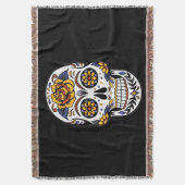 イエローローズシュガースカルオンブラック スローブランケット (正面縦)