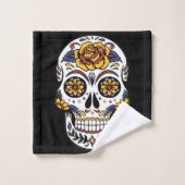 イエローローズシュガースカルオンブラック バスタオルセット (ウォッシュタオル)