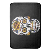 イエローローズシュガースカルオンブラック バスマット (正面縦)