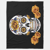 イエローローズシュガースカルオンブラック フリースブランケット (正面)