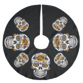 イエローローズシュガースカルオンブラック ブラッシュドポリエステルツリースカート (正面)