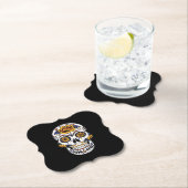 イエローローズシュガースカルオンブラック ペーパーコースター (インサイチュ)