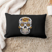 イエローローズシュガースカルオンブラック ランバークッション (ブランケット)