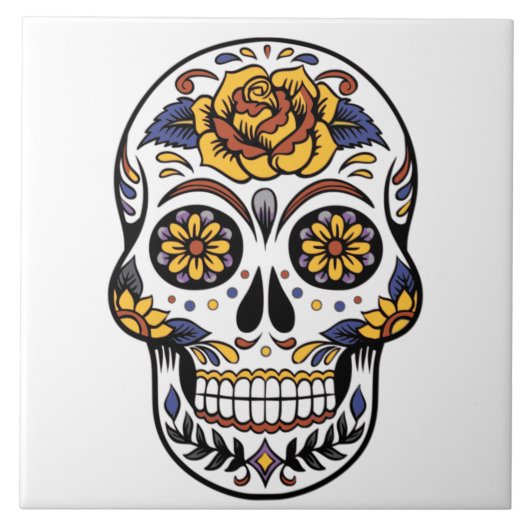 イエローローズシュガースカルランチョンマット タイル (正面)