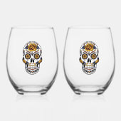 イエローローズシュガースカル ステムなしワイングラス (正面)